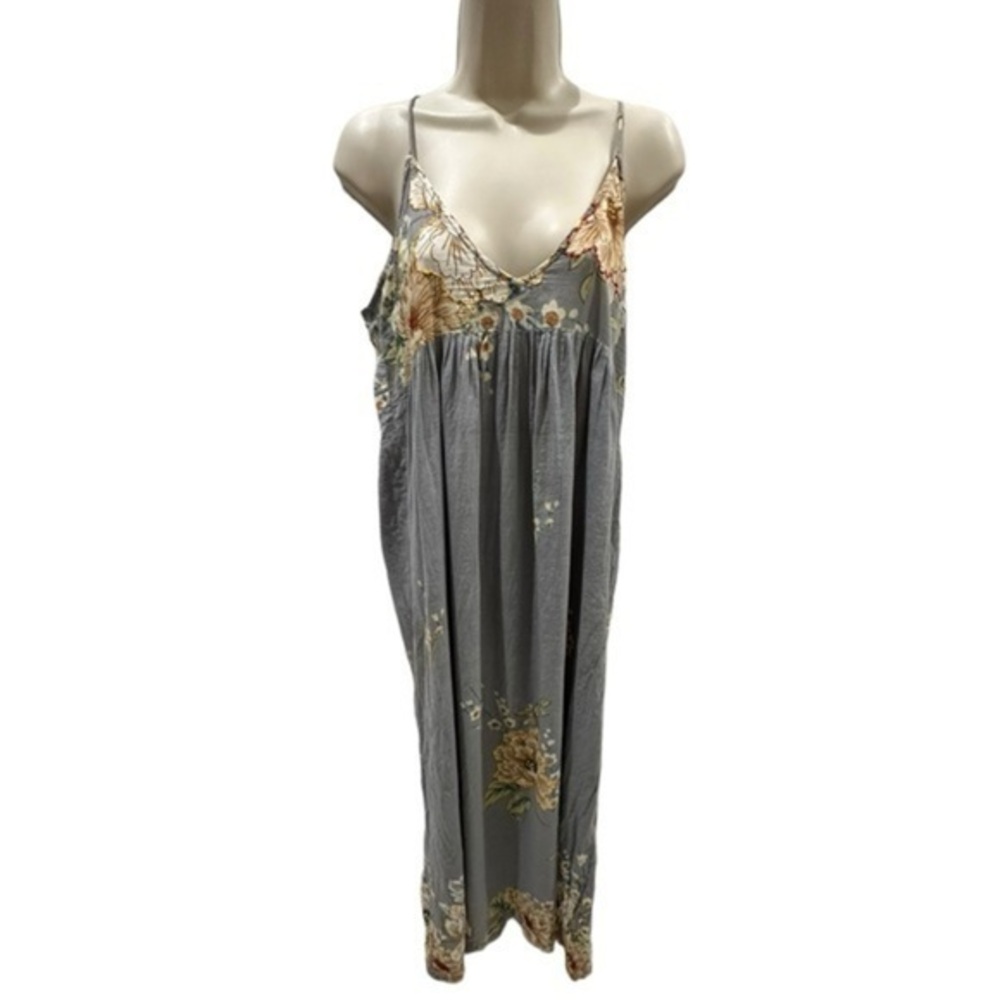 cousin earl maxi floral embroidered strappy lagenlook boho dress